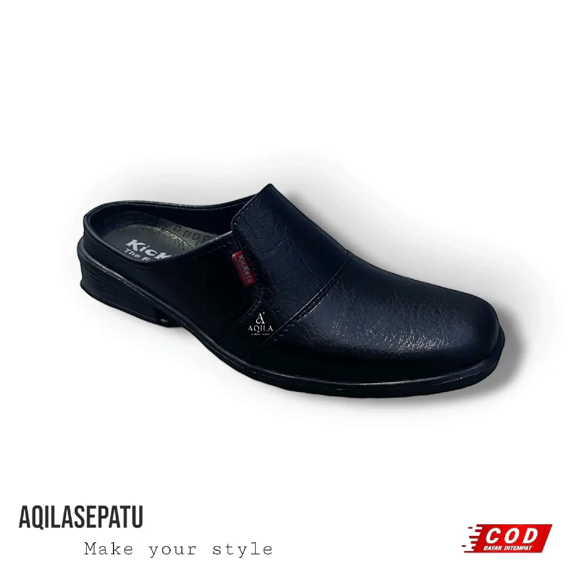 Sepatu sandal selop hitam pria santai kasual Shoes Sendal