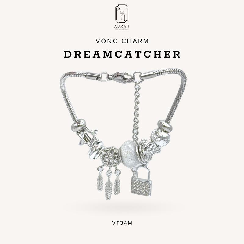 [AURAJ] Vòng Tay Gắn Charm DreamCatcher AuraJ, Vòng Charm Dây Mềm Chuông Gió Giấc Mơ, DreamCatcher Trắng Unisex - VT34 Titan Phụ Kiện Bracelet Heart Nam