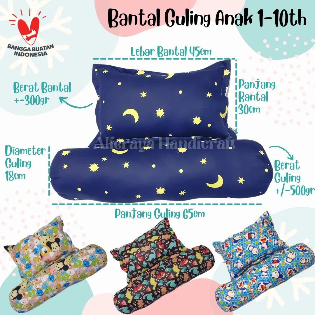 Bantal Guling Anak Karakter • Bantal Guling Junior • Bantal 30x45cm