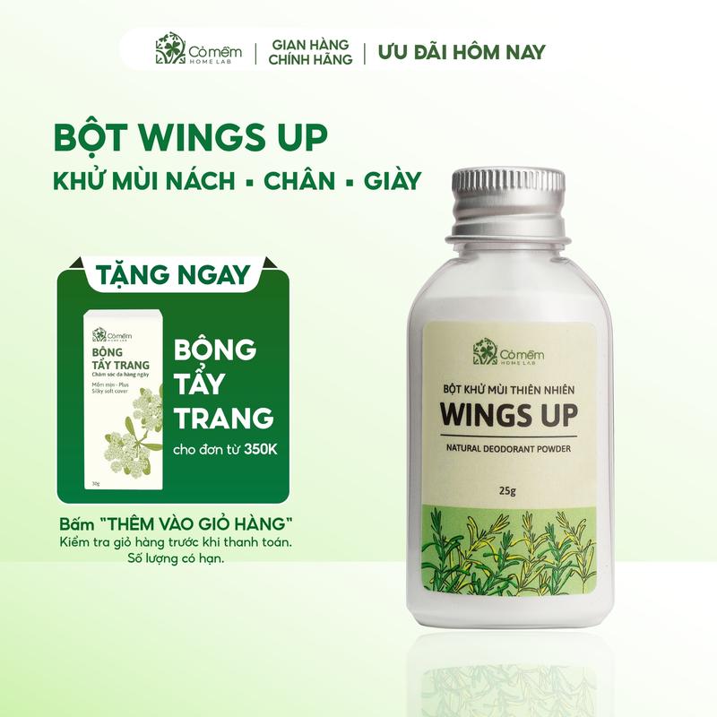 Bột Khử Mùi Wings Up Khử Mùi Hôi Chân Hôi Nách Giảm Tiết Mồ Hôi Cỏ Mềm 25g