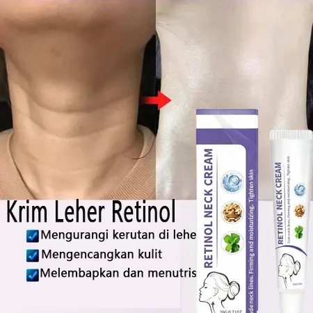 Krim leher retinol 20g Menghidrasi & Menutrisi Kulit Leher yang Kering, Membantu Menyamarkan Tampilan Kerutan, Tekstur Ringan Tidak Lengket, Praktis Digunakan Sehari-hari