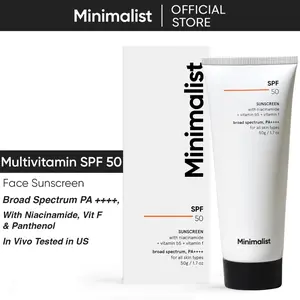 Minimalist SPF 50 Sunscreen | Sunscreen dengan SPF 50 & PA ++++ | Teruji In Vivo & Acne Safe | 50G