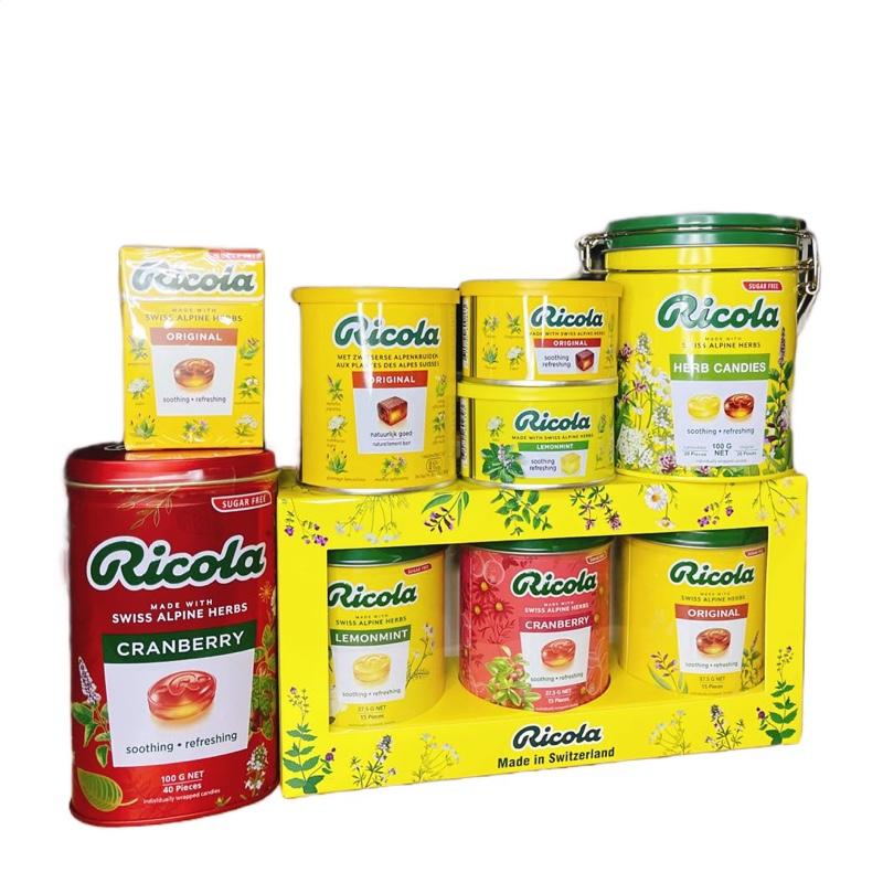   Date 2028 Kẹo ngậm ho thảo mộc Ricola Original Herb 250g và 100gam chanh bạc hà candy có đường và không đường 