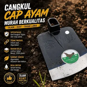 Cangkul Cap Ayam Jago Anti Mleyot Cangkul Tanah Tajam Baja Asli Alat Berkebun Petani