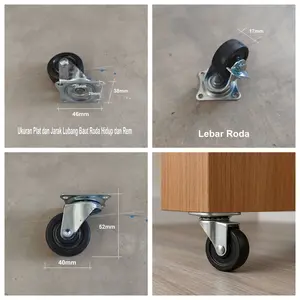 1.5 Inch (40mm) Roda Karet Light Duty -Troli Lemari Rak - Unico