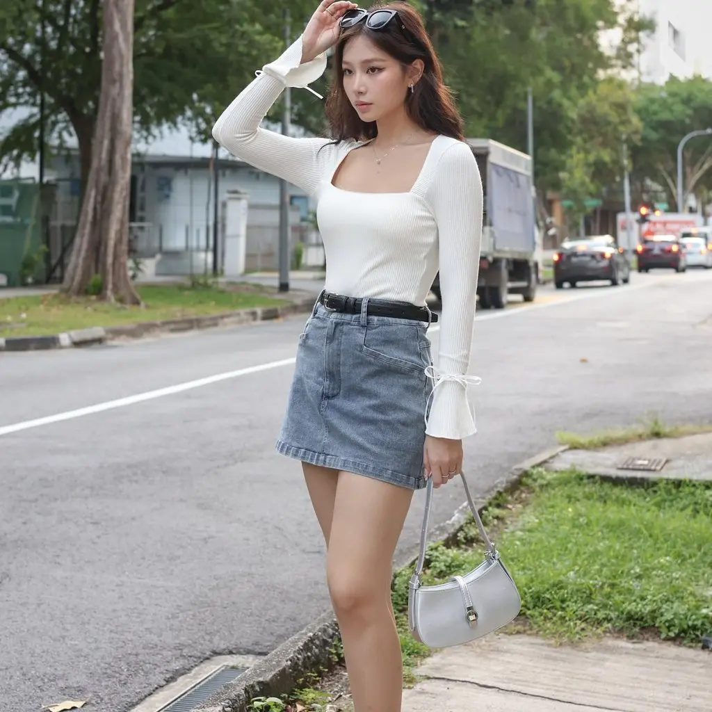 *TPZ* CHILL AND THRILL DENIM SKORTS 2.0 IN MID WASH