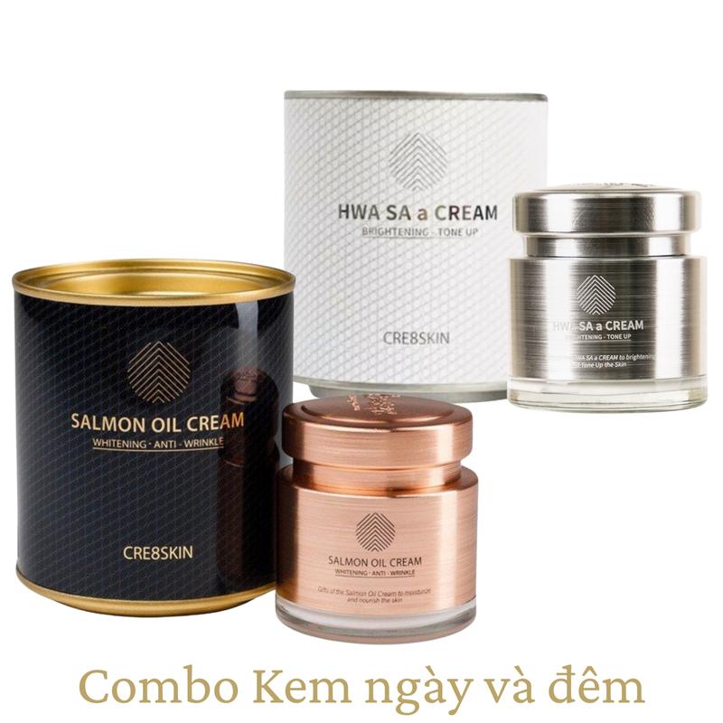 Combo Kem Cá Hồi Ngày và Đêm HWA SA a Cream và Salmon Oil Cream Cre8skin 80g Hỗ Trợ Cải Thiện Độ Đàn Hồi Cho Da Mặt Skincare Nữ