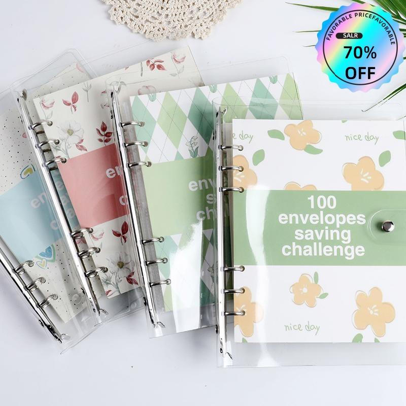(Ready Stock)Pengikat Penyimpanan Wang, Termasuk 100 Sampul Surat, Sesuai untuk Kit Cabaran Penyimpanan Wang, Buku Cabaran Kertas Alat Tulis Hadiah  Stationery transparent plastic keras untuk tudung Paper 0