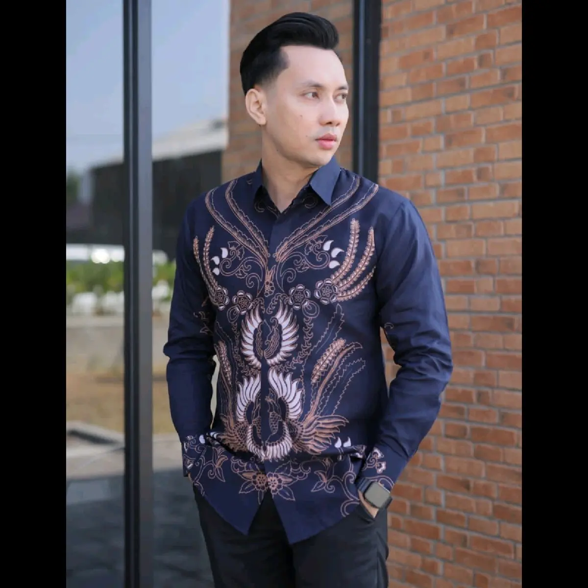 Batik Afandi Kemeja Batik Slim FIT Pria SOLO Motif SINYO Full Furing Katun PRIMISIMA Baju Panjang Hem Kerja