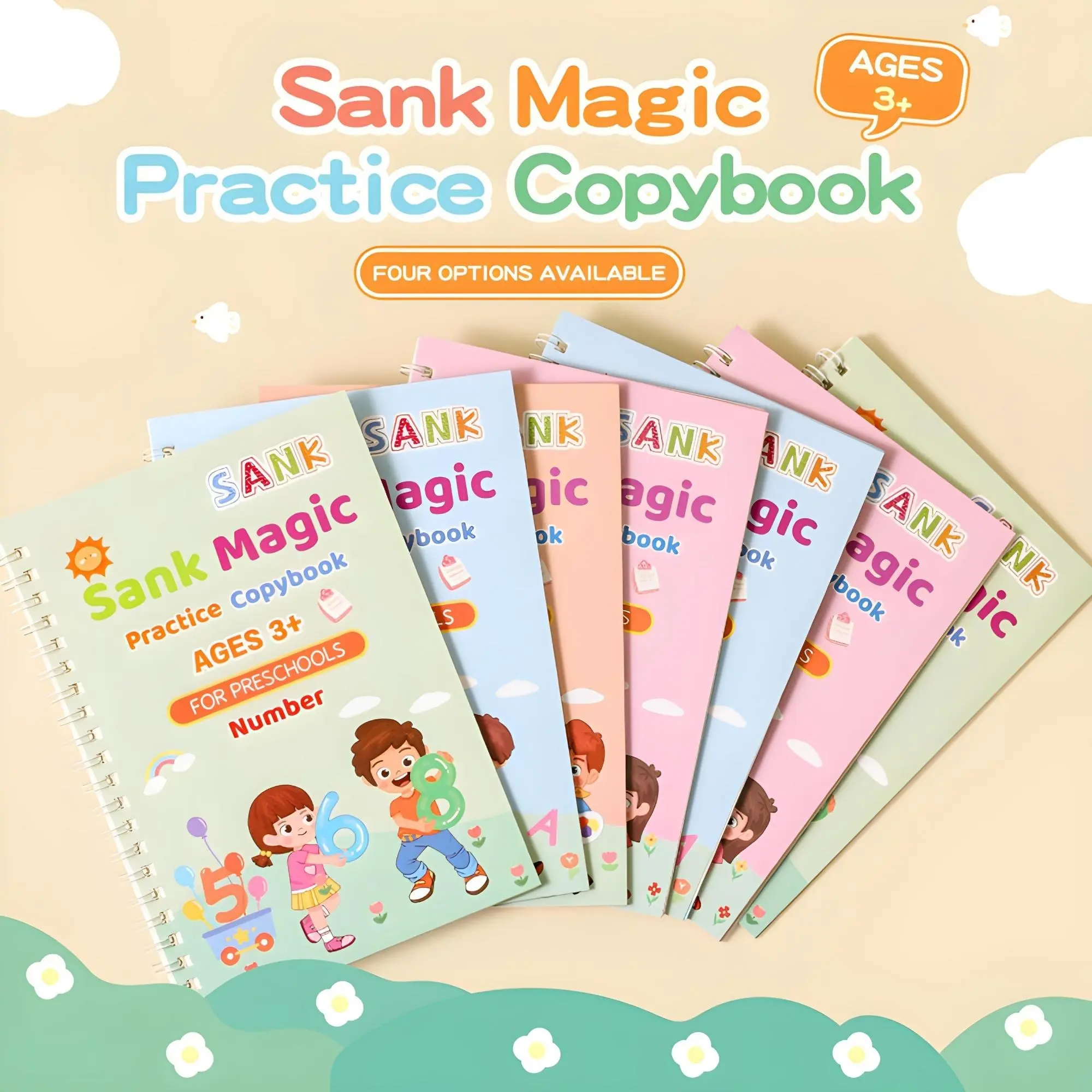 Sank Magic Practice Book 1 Set Isi 4 Buku dan PulPen Stationery Pen Belajar Tinta