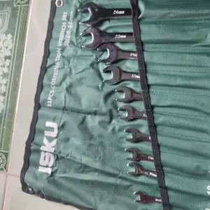 ISKU Kunci Ring Pas Set 11 Pcs 8-24mm Industrial Grade CRV Chrome Vanadium Anti Karat & Anti Oli untuk Mekanik Profesional dan Kebutuhan Rumah Tangga