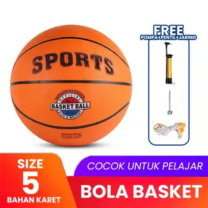 Bola Basket Size 5 Bahan Karet EXTRA POMPA PENTIL JARING BOLA