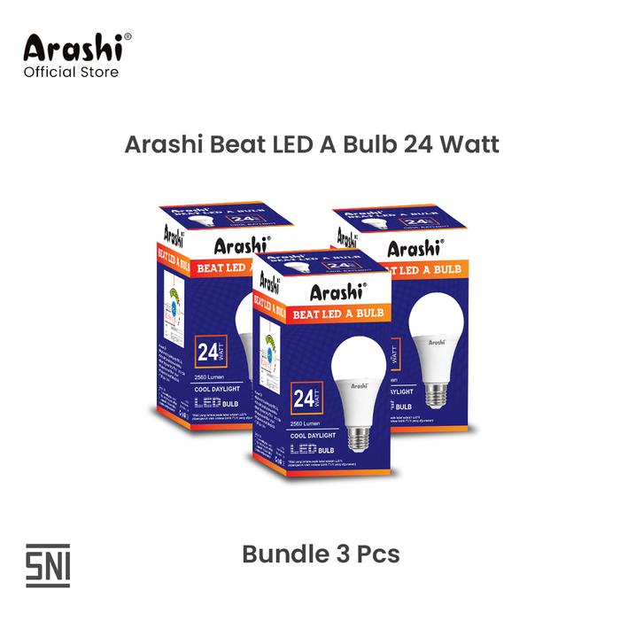 Gambar Arashi Lampu Bohlam LED Beat A Bulb 24W Cahaya Putih Paket isi 3pcs dari Arashi asia Kab. Tangerang Tokopedia