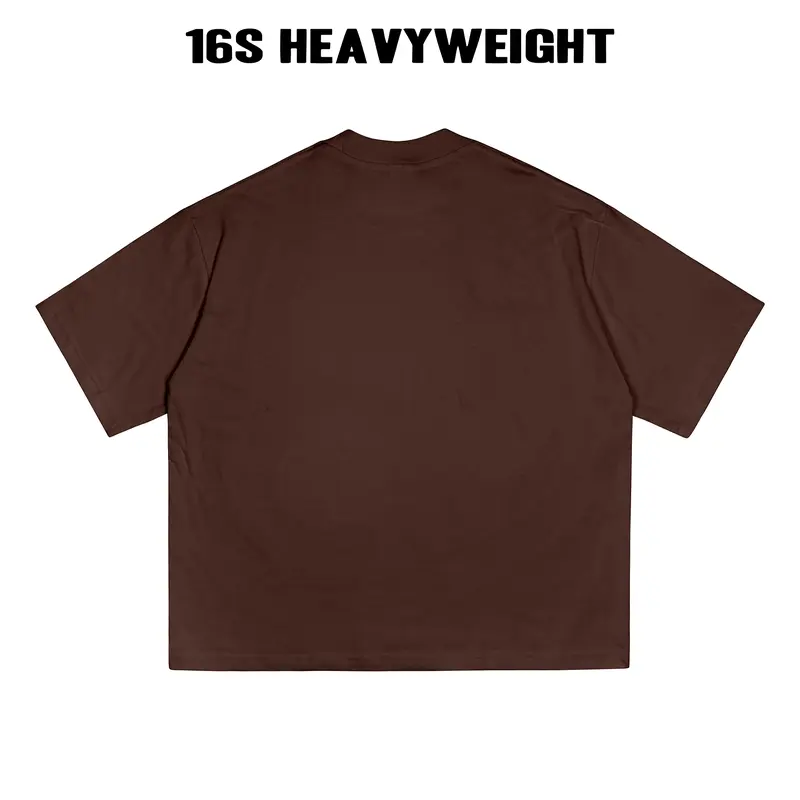 Wush Club 16S Boxy Fit Heavyweight Tee Baju Kaos Distro Pria Wanita Oversize Cotton Combad Polos Basic Coklat 1