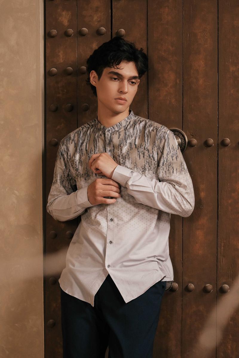Product Introduction of LARUSSO Khair Collection - Kemeja Koko Printing Pria Lengan Panjang - Wutz 0