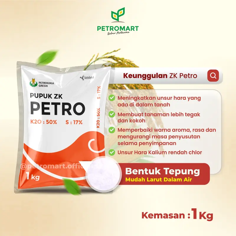 Pupuk ZK | Meningkatkan Kualitas Buah dan Panen | Kemasan 1 Kg | PETROMART OFFICIAL STORE 1