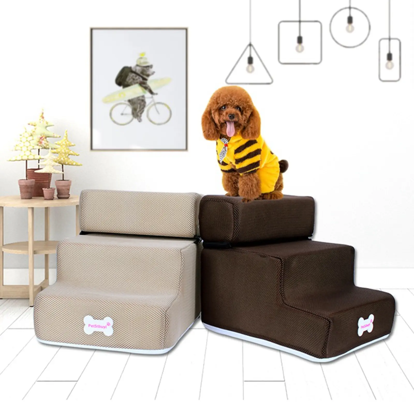 Bậc Cầu Thang Cho Thú Cưng, Thiết Kế Bậc Cho Chó, 2 Bậc Cầu Thang, Bậc Cầu Thang Chống Trượt, Thích Hợp Cho Chó Con Và Mèo, Cũng Cho Thú Cưng Bị Thương, Có Thể Được Sử Dụng Cho Xe Hơi, Giường Cao, Bậc Cầu Thang