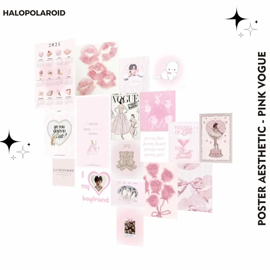 [HALOPOLAROID] Poster Aesthetic PINK VOGUE 18 Pcs Hiasan Estetik Dinding Wall Decor Aesthetic - Halo 33