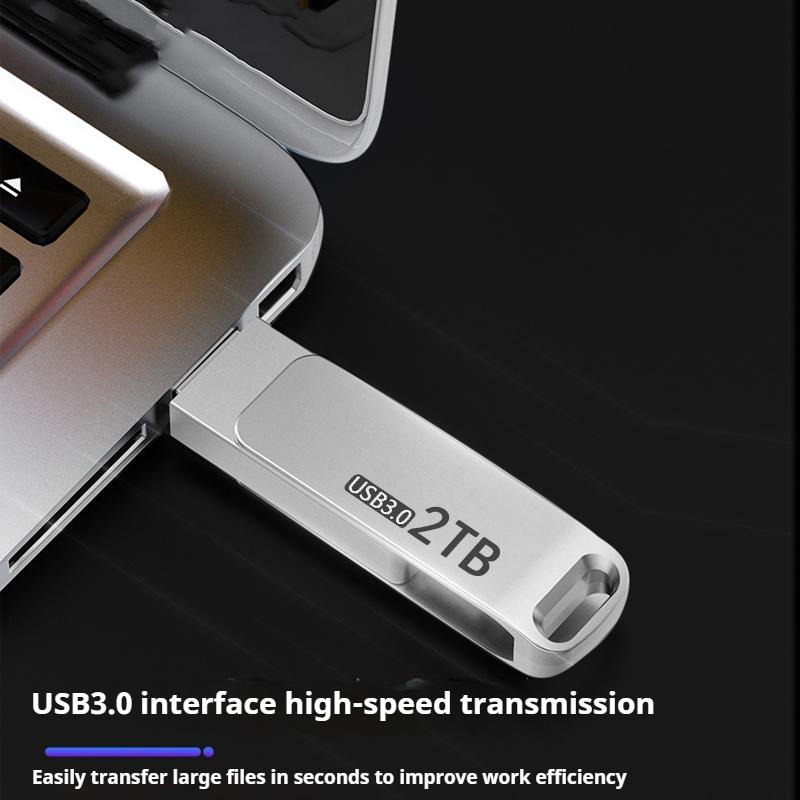 Ổ đĩa Lung Linh USB, Vật liệu kim loại, Dung lượng lớn tốc độ cao (2000GB, 512GB), Sử dụng kép OTG cho Type-C và Micro, Thích hợp cho việc học tập và sử dụng văn phòng, Ổ đĩa U 1TB 3