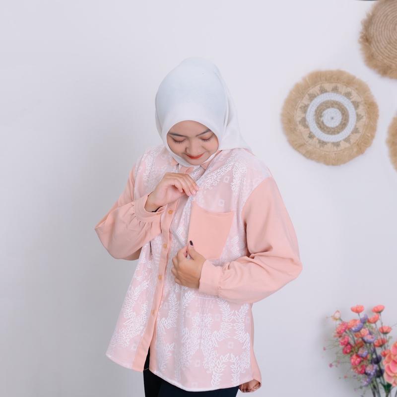 Product Introduction of Malrene - Atasan Wanita Terbaru Kemeja Burkat Blus Kekinian Baju Panjang Cewek Casual 11