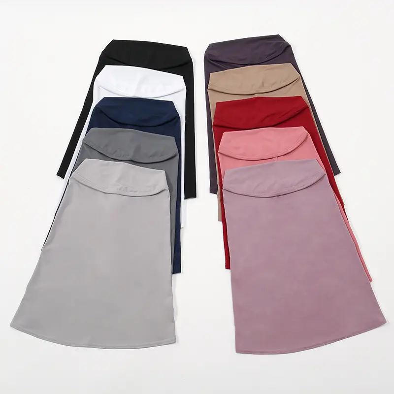 LMLAVEN Solid Color Comfortable and breathable Instant Hijab Elastic Cotton Hijab  Muslim Women Jersey Scarf Tudung