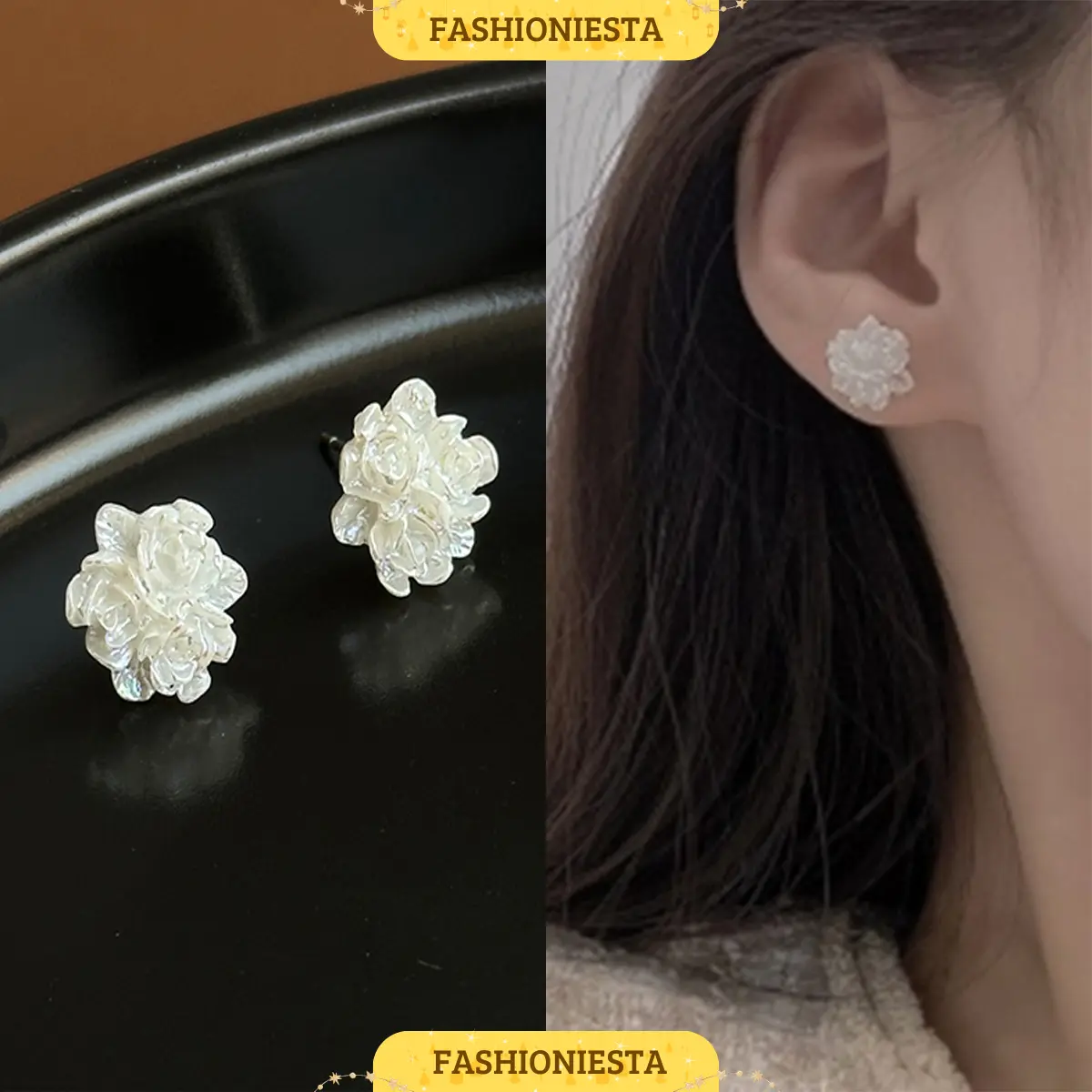 Anting-Anting Bunga Putih S925 Aksesoris Wanita Korea Style Fashion Stylish Trendy