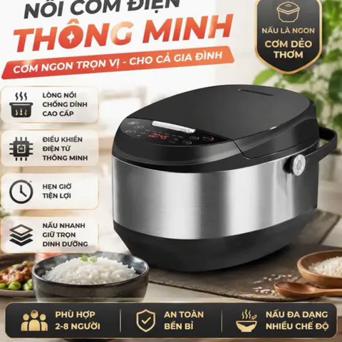 Nồi cơm điện thông minh 1,8L 9 chức năng dành cho gia đình từ 4 đến 8 người ăn