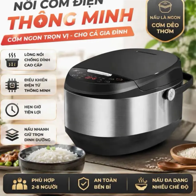 Nồi cơm điện thông minh 1,8L 9 chức năng dành cho gia đình từ 4 đến 8 người ăn