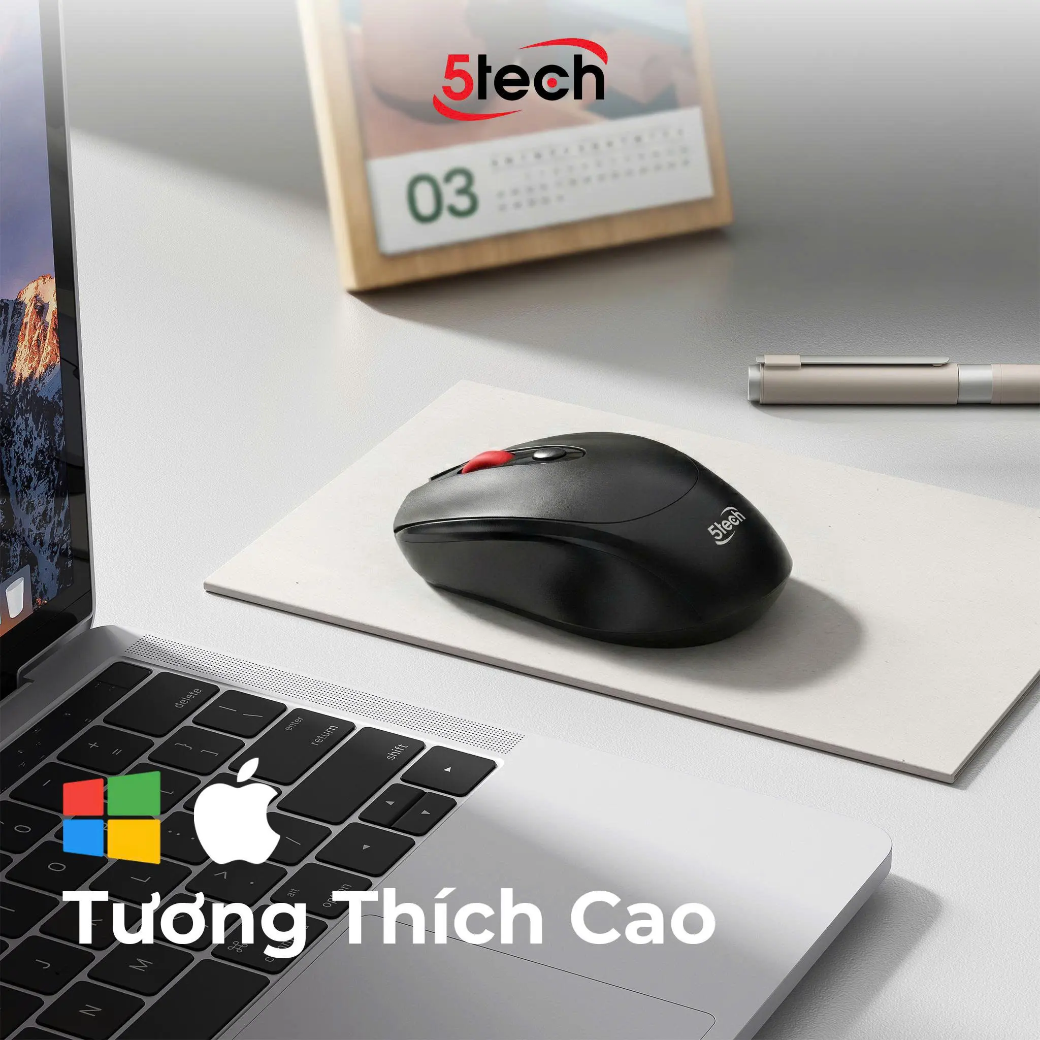 Chuột không dây 5Tech, chuột sạc pin, chuột kết nối đầu USB 2.4GHz, DPI 800-1600, chuột dành cho máy tính, laptop và những thiết bị có cổng kết nối USB 2.4GHz, chơi game mọi chế độ | BigBuy360 - bigbuy360.vn