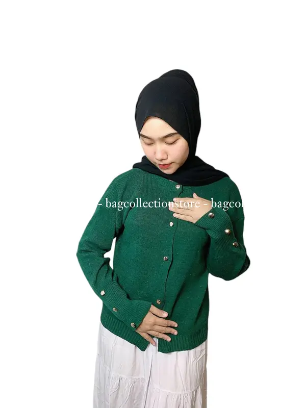 BAG - Inara Cardigan Knitware Kancing Gold Atasan Wanita Rajut Kekinian Korean Style 3