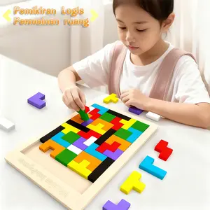 Puzzle Kayu Tangram Tetris Russian Block Mainan Kayu Edukasi Anak / Tetris Wooden