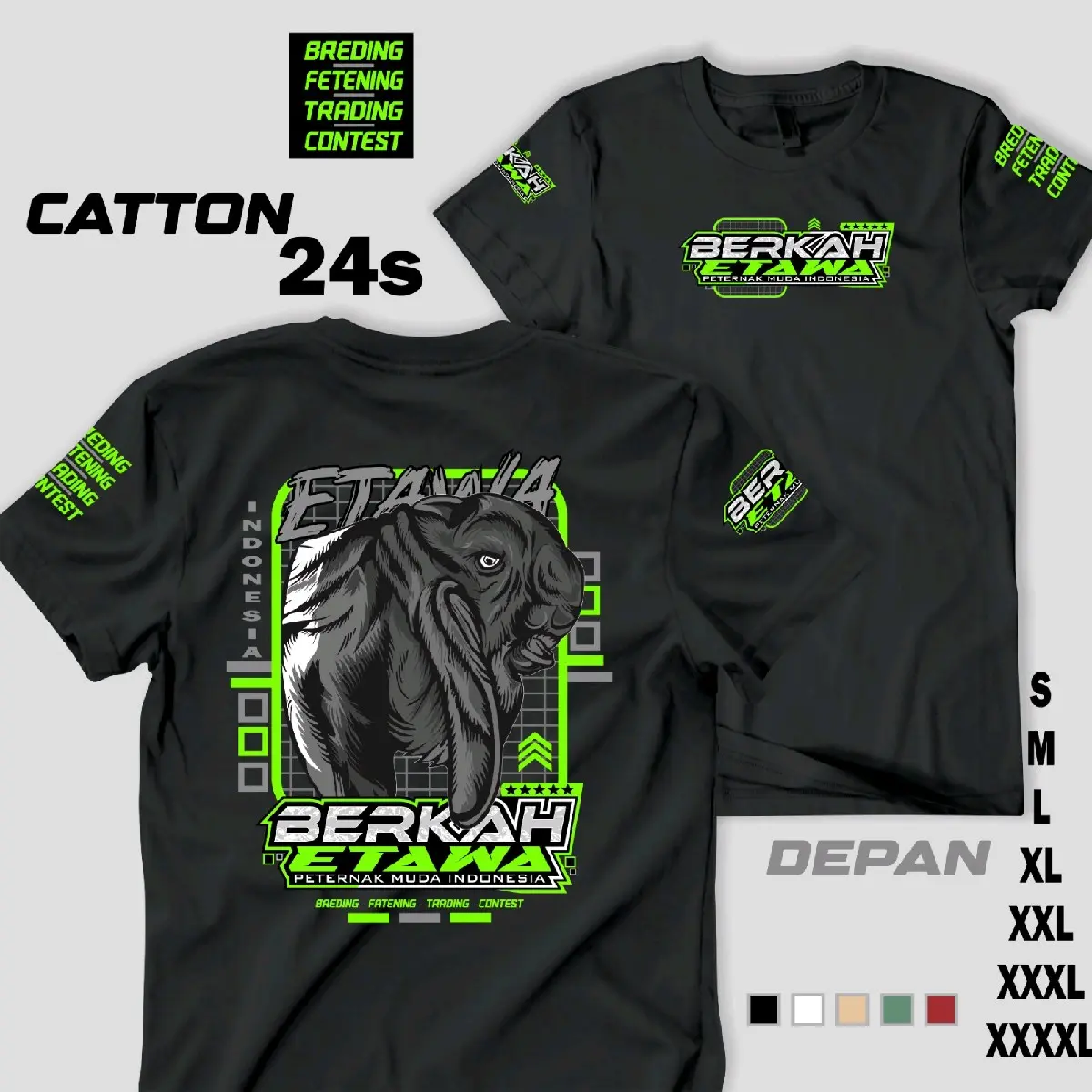 KAOS BERKAH ETAWA / KAOS KAMBING ETAWA / COTTON COMBED 24S PREMIUM