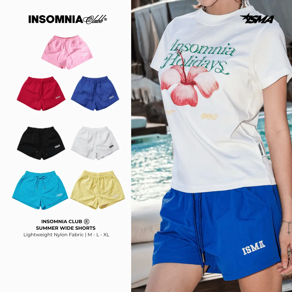 [BST HÈ 2026] Quần Đùi Nữ Vải Dù INSOMNIA Đi Chơi Đi Biển Ống Rộng - PS019