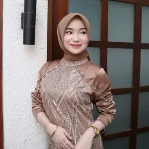 Leona Dress Mermaid Brukat Mewah Payet Menjuntai Dress Kondangan Gamis Muslim