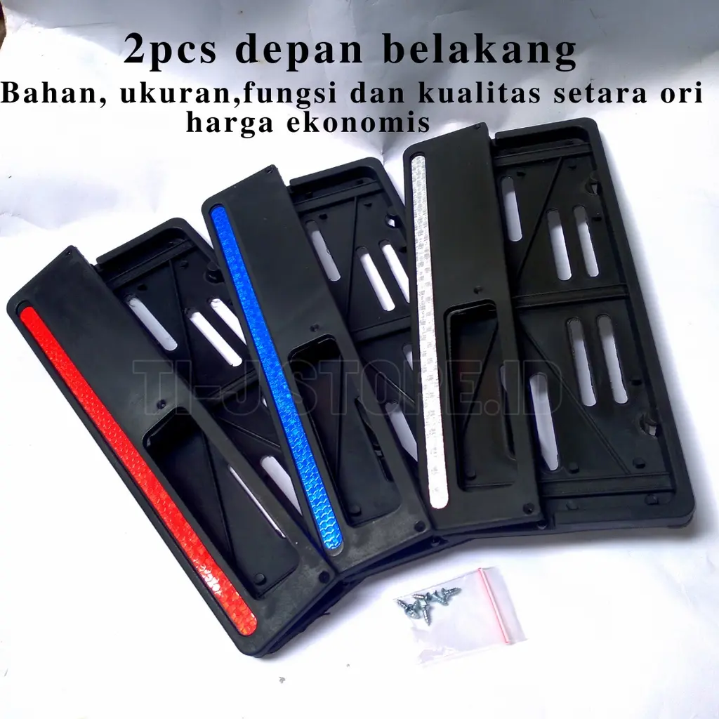 COVER-TEMPAT PLAT NOMOR MOTOR/DUDUKAN PLAT NOMOR MOTOR UNIVERSAL SEMUA MOTOR LIST MERAH BIRU PUTIH