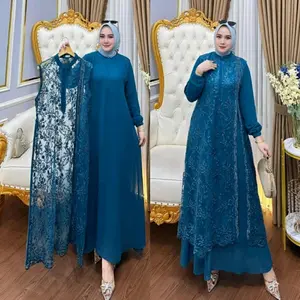 Naila Dress Bahan Ceruty Babydoll Mix Brukat Outer Kondangan Elegant Simple Terbaru Baju Gamis Lebaran Dewasa Wanita Terkini Gaun Wanita Remaja Dress Maxi Elegant Simple Casual Dress Anggun Nyaman