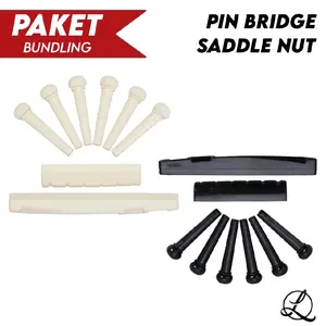 Pinstring 6 Pcs Saddle & Nut Pilihan Warna Hitam Putih Tulang Upgrade Kit untuk Gitar Akustik Stabilitas Tuning dan Peningkatan Resonansi Suara