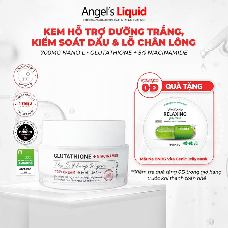 [LIVE] Kem Giúp Dưỡng Trắng, Cải Thiện Lỗ Chân Lông Angel's Liquid Glutathione +Niacinamide 7Day Whitening Program 700V-Cream 50ml