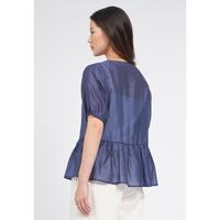 Gambar Et Cetera Round Neck Puff Sleeve Sheer Blouse DARK BLUE - DARK BLUE, 4 dari et cetera Indonesia Kota Bekasi 2 Tokopedia