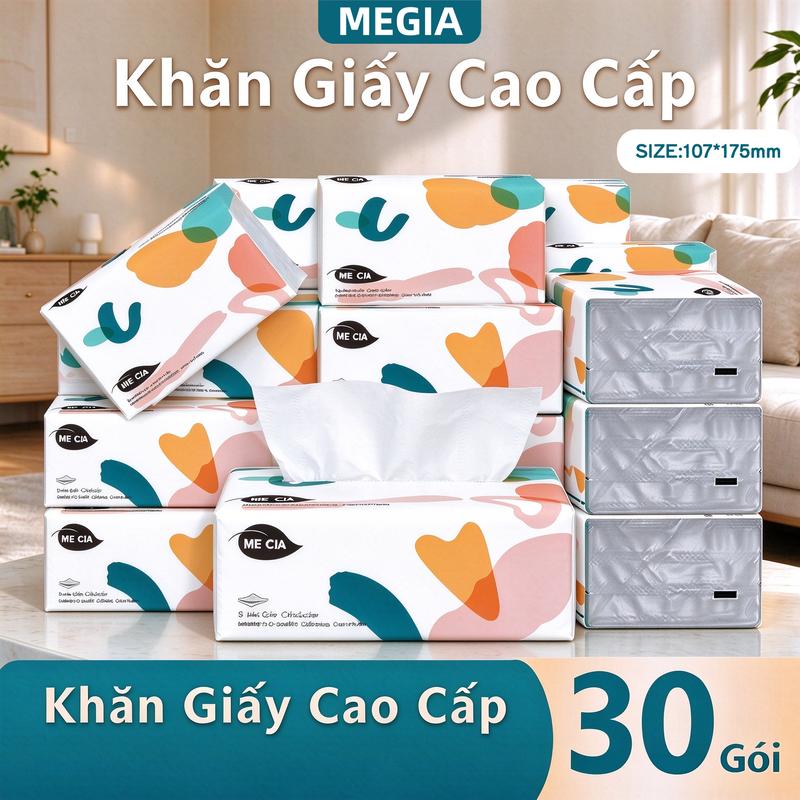 [MEGIA ] COMBO THÙNG 30 Gói Khăn Giấy Sắc Hạ 107x175mm MEGIA Bản To khăn giấy cao cấp MEGIA, giấy ăn 5 lớp dập vân 4D bền chắc mềm mịn, khăn giấy vệ sinh