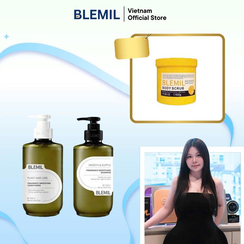 Mua 1 Tặng 1 Bộ Gội Xả Blemil Hỗ Trợ Mọc Tóc Giảm Gãy Rụng Hương Nước Hoa 500ml - Tặng 1 Sữa tắm tẩy da chết Blemil #Xoài 500g