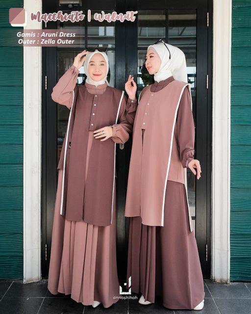 Product Introduction of ARUNI DRESS ZELLA OUTER BY ANNASHIHAH/ TWO IN ONE/ GAMIS MUSLIM+OUTER BAHAN SABRINA BEST PREMIUM 22