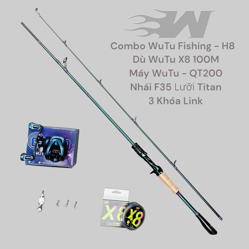 Combo Cần Lure WuTu Fishing - H8 Độ Cứng MH Máy Ngang QT200 - H8