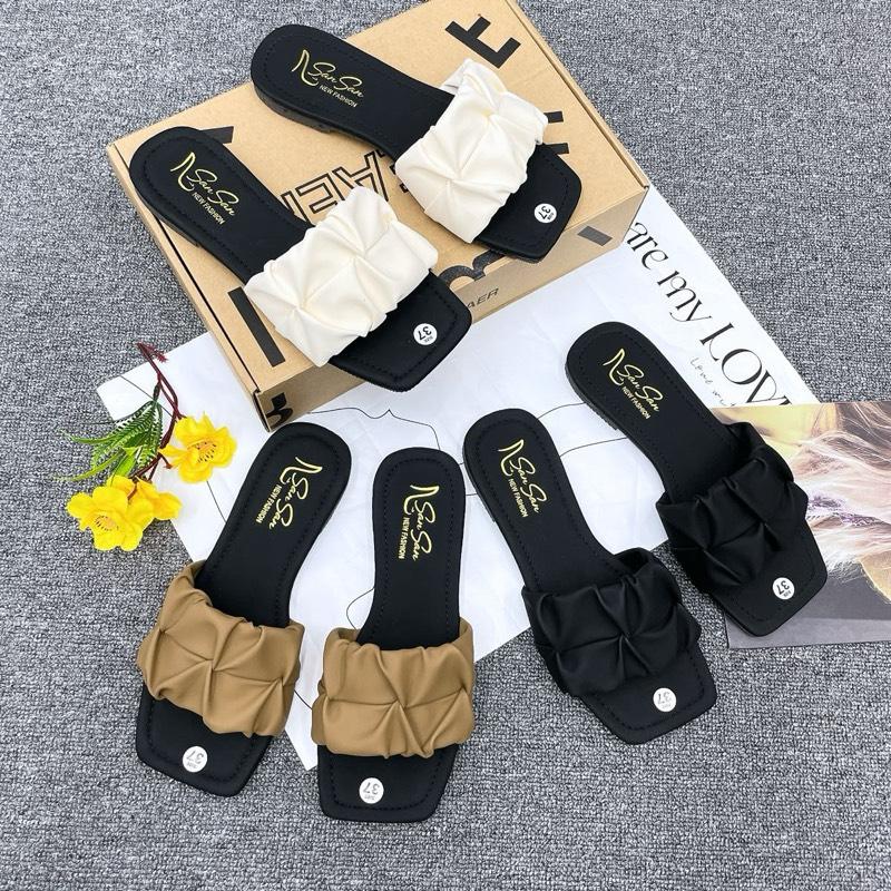 Dép Lê QUAI NHÚN Êm Chân Dễ Mang GiàY nữ Thời Trang dép bánh mì DéP Shoes