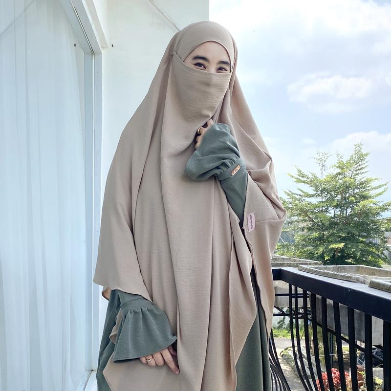 Monica Abaya Knit Casual Tanpa Khimar Gamis Dress Wanita Cantik Fashionable Dewasa Remaja Maxi Mewah Hitam Putih Muslim Gaun Tangan Simple Lembut Basic   Umroh Syari Kondangan Sifon 0