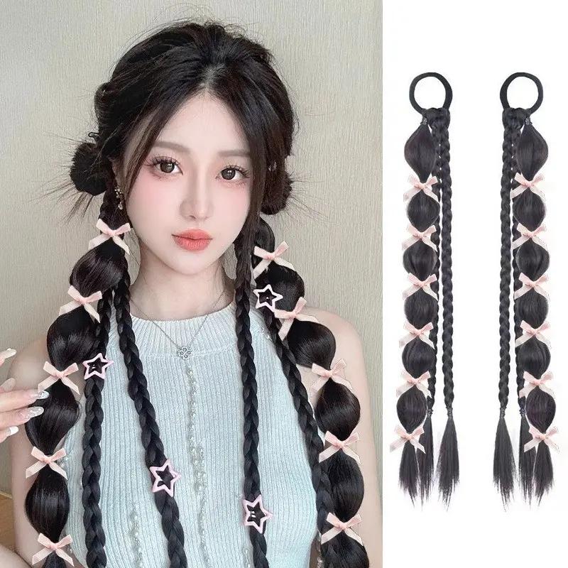 Tóc Giả Bện Đấm Bốc Phong Cách Y2K, 2 Cái / bộ, Dành Cho Nữ, Tóc Nối Tổng Hợp…