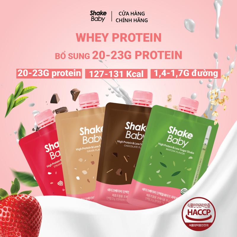 Whey Protein Shake Baby vị dâu, vị ngũ cốc, vị matcha, vị socola bổ sung