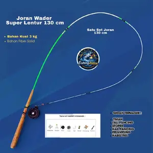 Joran Wader Super Lentur 130 CM Fiber Solid Bahan Kuat 3 kg Termasuk Timah Tali Pancing Stoper Kail Pancing Peeling Kabel Ties