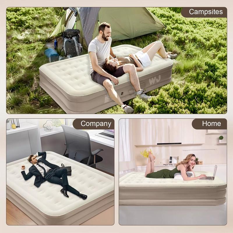[70%OFF]King Inflatable Air Bed Mattress with Built-in Electric Pump High Raised Camping 6