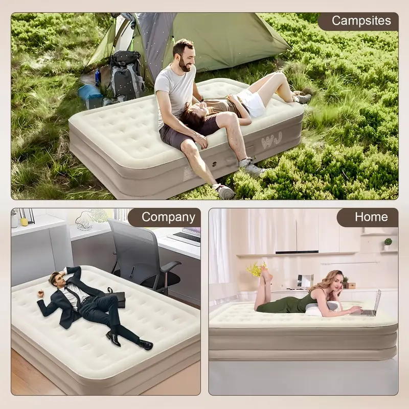 [70%OFF]King Inflatable Air Bed Mattress with Built-in Electric Pump High Raised Camping 6